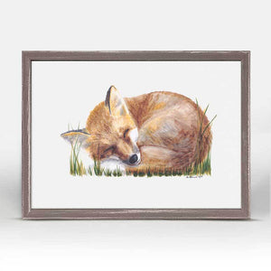 Sleeping Animal Portraits - Woodland Fox Mini Framed Canvas-Mini Framed Canvas-Jack and Jill Boutique