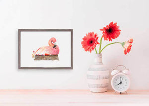 Sleeping Baby Flamingo - Mini Framed Canvas-Mini Framed Canvas-Jack and Jill Boutique