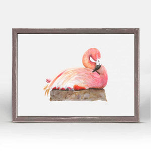 Sleeping Baby Flamingo - Mini Framed Canvas-Mini Framed Canvas-Jack and Jill Boutique