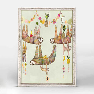Sloth Family's Fruit Basket - Mini Framed Canvas-Mini Framed Canvas-Jack and Jill Boutique