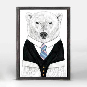Society Animals - Patrick Polar Bear Mini Framed Canvas-Mini Framed Canvas-Jack and Jill Boutique