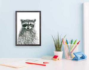 Society Animals - Ramon Raccoon Mini Framed Canvas-Mini Framed Canvas-Jack and Jill Boutique