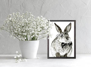 Society Animals - Reuben Rabbit Mini Framed Canvas-Mini Framed Canvas-Jack and Jill Boutique