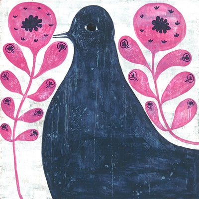 ART PRINT - BLACK BIRD IN FLOWERS-Art Print-Jack and Jill Boutique