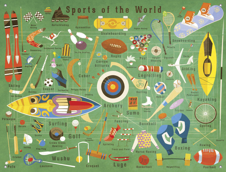 Sports Of The World - Green Mural Banners-Wall Art-Jack and Jill Boutique