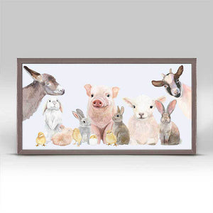 Spring Animal Babies - Blue Mini Framed Canvas-Mini Framed Canvas-Jack and Jill Boutique