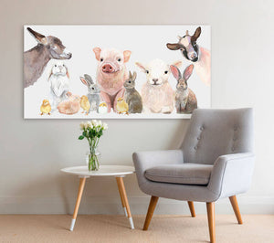 Spring Animal Babies - Gray Wall Art-Wall Art-Jack and Jill Boutique