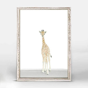 Standing Baby Giraffe Portrait Mini Framed Canvas-Mini Framed Canvas-Jack and Jill Boutique