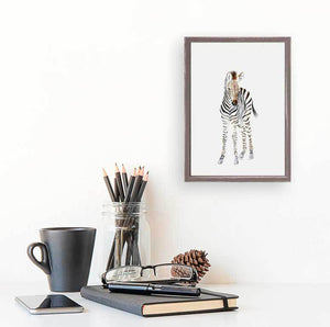 Standing Baby Zebra - Mini Framed Canvas-Mini Framed Canvas-Jack and Jill Boutique