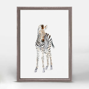 Standing Baby Zebra - Mini Framed Canvas-Mini Framed Canvas-Jack and Jill Boutique