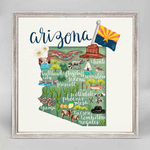 State Map - Arizona Mini Framed Canvas-Mini Framed Canvas-Jack and Jill Boutique