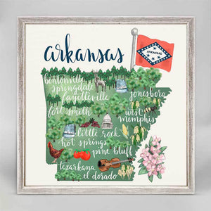 State Map - Arkansas Mini Framed Canvas-Mini Framed Canvas-Jack and Jill Boutique