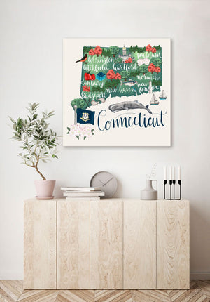 State Map - Connecticut Wall Art-Wall Art-Jack and Jill Boutique