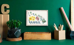 State Map - Hawaii Mini Framed Canvas-Mini Framed Canvas-Jack and Jill Boutique