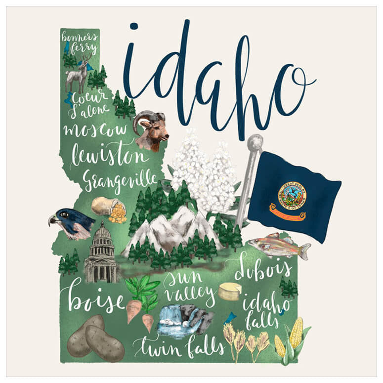 State Map - Idaho Wall Art-Wall Art-Jack and Jill Boutique