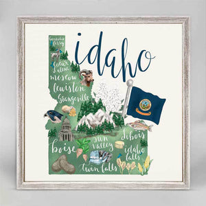 State Map - Idaho Mini Framed Canvas-Mini Framed Canvas-Jack and Jill Boutique