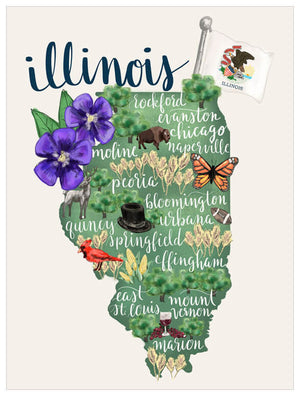 State Map - Illinois Wall Art-Wall Art-Jack and Jill Boutique