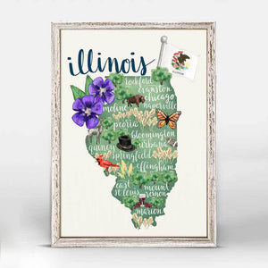 State Map - Illinois Mini Framed Canvas-Mini Framed Canvas-Jack and Jill Boutique