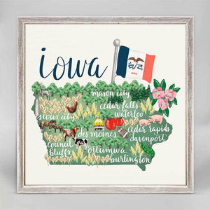 State Map - Iowa Mini Framed Canvas-Mini Framed Canvas-Jack and Jill Boutique
