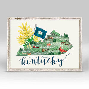 State Map - Kentucky Mini Framed Canvas-Mini Framed Canvas-Jack and Jill Boutique