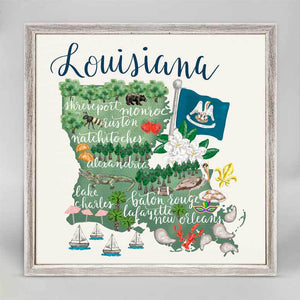 State Map - Louisiana Mini Framed Canvas-Mini Framed Canvas-Jack and Jill Boutique