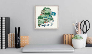 State Map - Maine Mini Framed Canvas-Mini Framed Canvas-Jack and Jill Boutique
