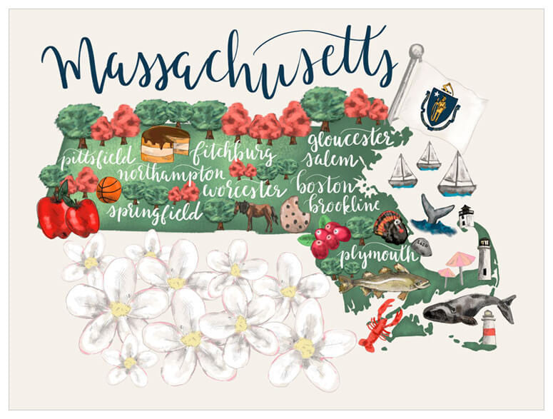 State Map - Massachusetts Wall Art-Wall Art-Jack and Jill Boutique