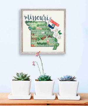 State Map - Missouri Mini Framed Canvas-Mini Framed Canvas-Jack and Jill Boutique