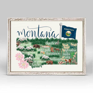 State Map - Montana Mini Framed Canvas-Mini Framed Canvas-Jack and Jill Boutique