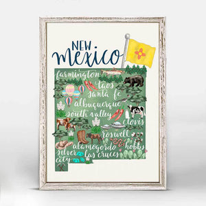 State Map - New Mexico Mini Framed Canvas-Mini Framed Canvas-Jack and Jill Boutique
