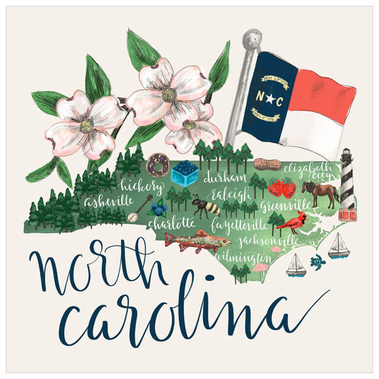 State Map - North Carolina Wall Art-Wall Art-Jack and Jill Boutique