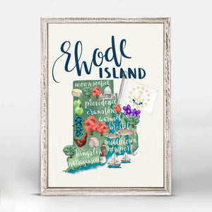 State Map - Rhode Island Mini Framed Canvas-Mini Framed Canvas-Jack and Jill Boutique