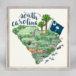 State Map - South Carolina Mini Framed Canvas-Mini Framed Canvas-Jack and Jill Boutique