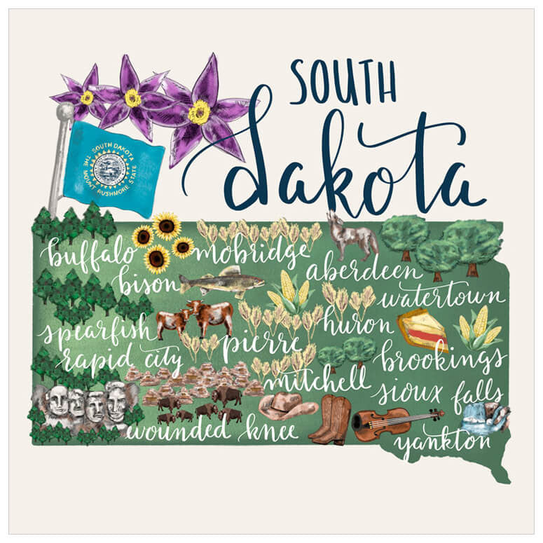 State Map - South Dakota Wall Art-Wall Art-Jack and Jill Boutique