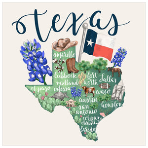 State Map - Texas Wall Art-Wall Art-Jack and Jill Boutique