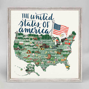 State Map - United States Of America Mini Framed Canvas-Mini Framed Canvas-Jack and Jill Boutique
