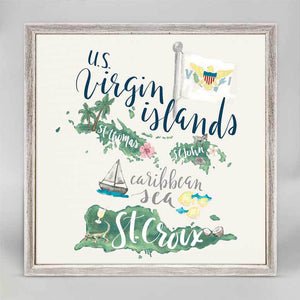 State Map - US Virgin Islands Mini Framed Canvas-Mini Framed Canvas-Jack and Jill Boutique