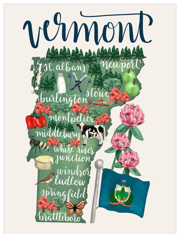 State Map - Vermont Wall Art-Wall Art-Jack and Jill Boutique