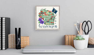 State Map - Wisconsin Mini Framed Canvas-Mini Framed Canvas-Jack and Jill Boutique