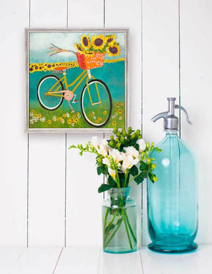 Sunflower Bike - Mini Framed Canvas-Mini Framed Canvas-Jack and Jill Boutique