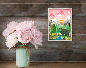 Sunrise Bear - Mini Framed Canvas-Mini Framed Canvas-Jack and Jill Boutique