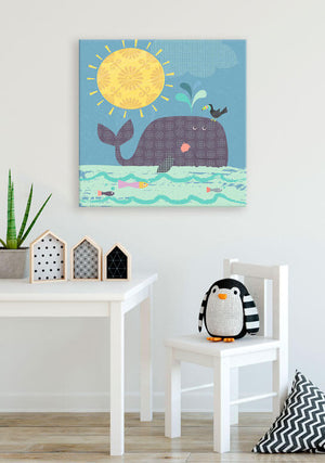 Sunshine Whale Wall Art-Wall Art-18x18 Canvas-Jack and Jill Boutique