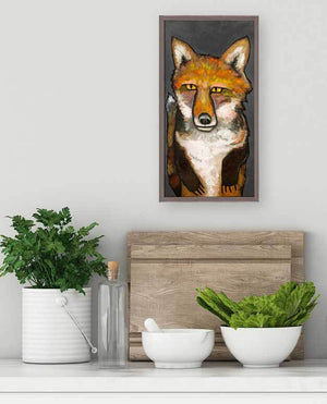 Super Fox On Grey - Mini Framed Canvas-Mini Framed Canvas-Jack and Jill Boutique