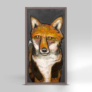 Super Fox On Grey - Mini Framed Canvas-Mini Framed Canvas-Jack and Jill Boutique