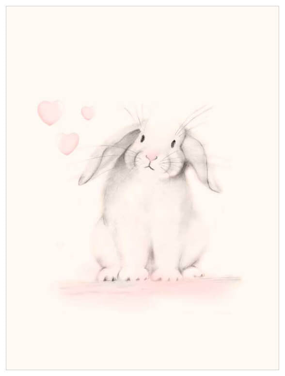 Sweet Blush Animals - Bunny Hearts Wall Art-Wall Art-Jack and Jill Boutique