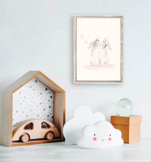 Sweet Blush Animals - Bunny Hearts Mini Framed Canvas-Mini Framed Canvas-Jack and Jill Boutique