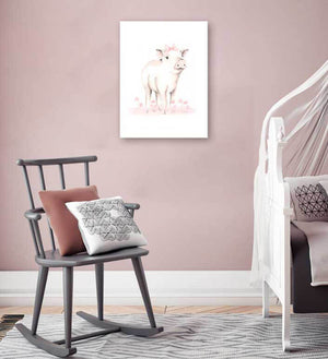 Sweet Blush Animals - Pig In Flowers Wall Art-Wall Art-Jack and Jill Boutique