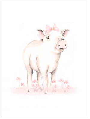 Sweet Blush Animals - Pig In Flowers Wall Art-Wall Art-Jack and Jill Boutique