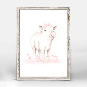 Sweet Blush Animals - Pig In Flowers Mini Framed Canvas-Mini Framed Canvas-Jack and Jill Boutique