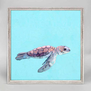 Swimming Baby Turtle 2 Mini Framed Canvas-Mini Framed Canvas-Jack and Jill Boutique